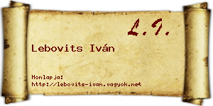 Lebovits Iván névjegykártya